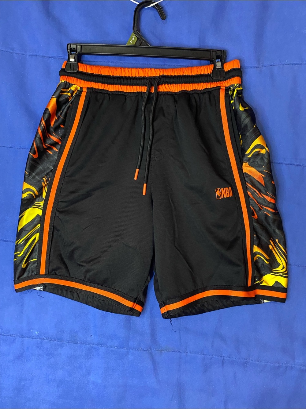 NBA Black Basketball Shorts with Orange & Yellow Accents
